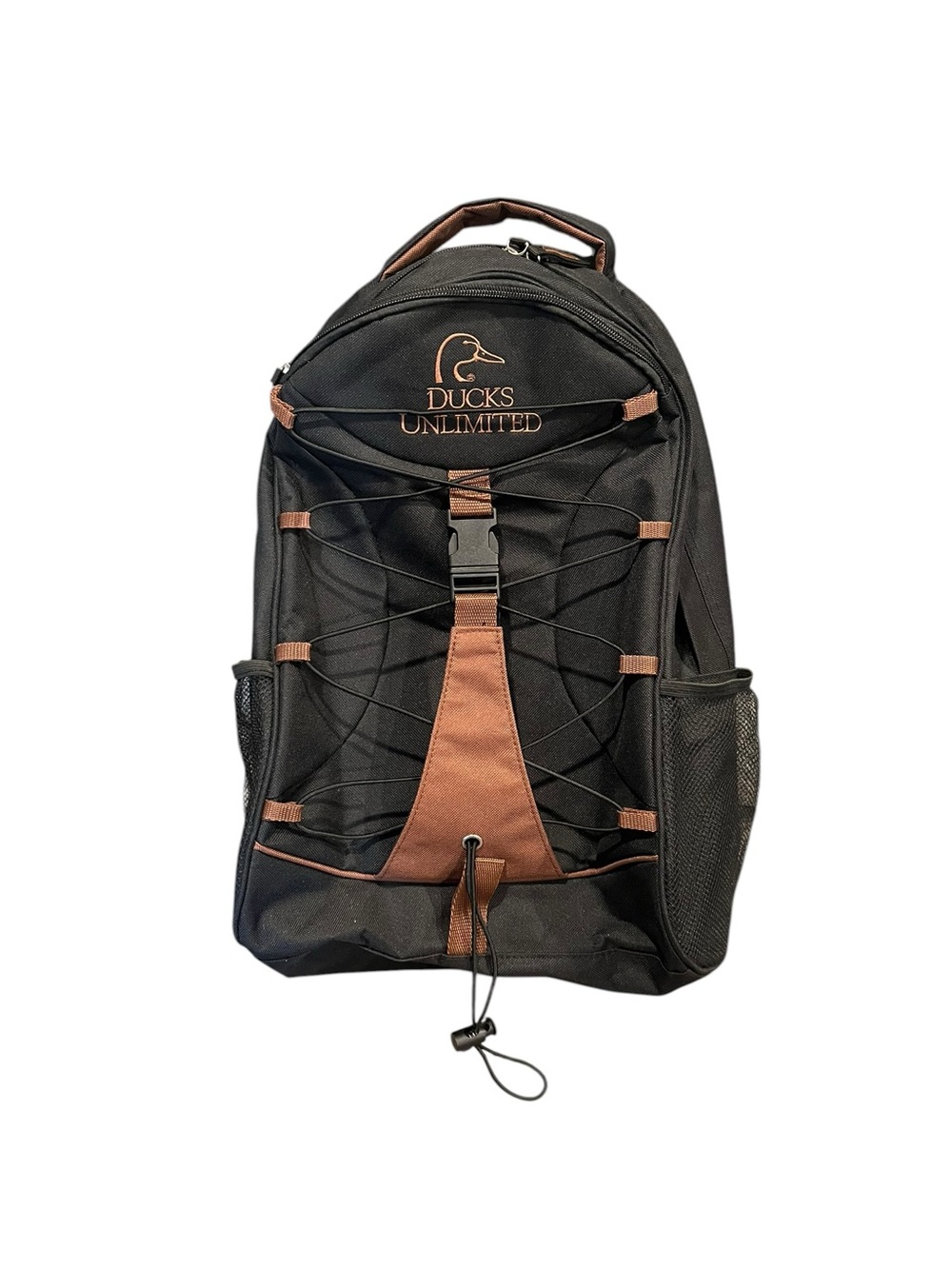 Ducks Unlimited Backpack Black Padded Back Straps Zip Closure Logo Travel
